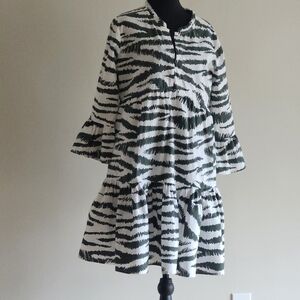 Oliphant Zebra Print Dress in Green and White